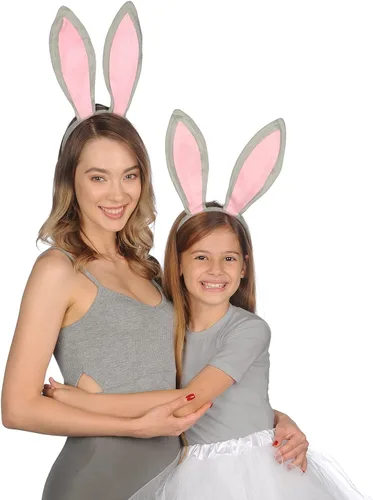 Vista 5 de Funcredible Diadema de orejas de conejo gris de Pascua, orejas de conejo flexibles para adultos, accesorios de conejo de terciopelo suave