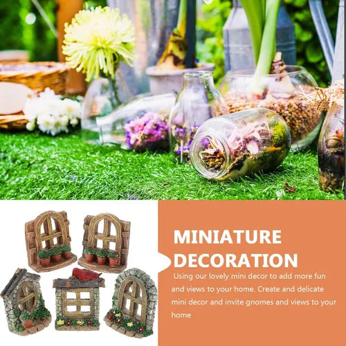 Vista 7 de Yardwe 5pcs Mini Patio Decoración Elementos Micro Jardín Ventana Decoración Niños y Niñas Decoración Creativa Set de Decoración Estilo Aleatorio