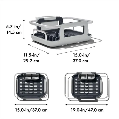 Vista 5 de OXO Good Grips Escurridor de Platos Extensible de Aluminio Sobre el Fregadero para Secar