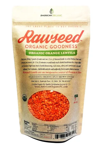 Vista 4 de Lentejas certificadas orgánicas Rawseed Multicolor 2 lb 4 Pack que contiene: Negro, Naranja, Francés y Marrón (1 bolsa de cada uno). Este paquete