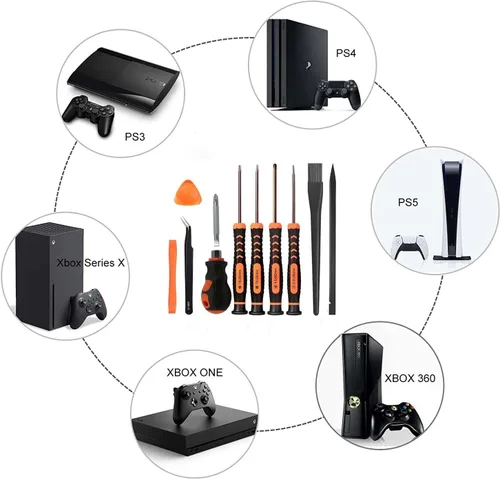 Vista 7 de Kit de herramientas de reparación de limpieza para PS5 PS4 PS3, UYXiNONE T6 T8 con destornillador cruzado 2.0/4.0 para Xbox One/Series X, y también