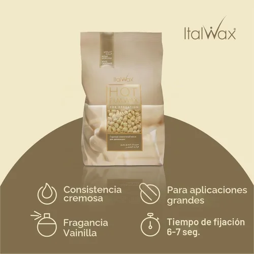 Vista 2 de Italwax Classic Line - Cuentas de cera dura de chocolate blanco de 2.2 libras (2.2 lbs) - Cera sin tirantes de ajuste largo con delicada fragancia