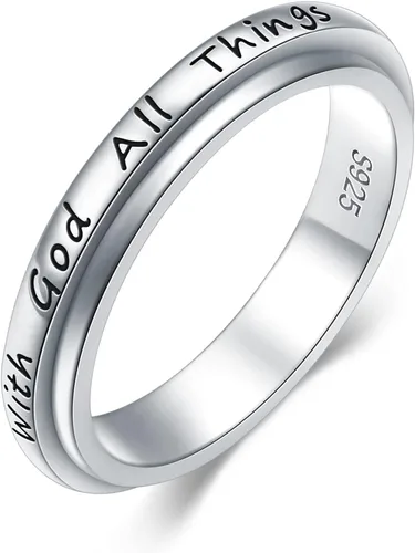 Vista 8 de Ladytree Anillo giratorio de plata de ley S925 para ansiedad, anillo inspirador de promesa, ansiedad, preocupación, alivio del aburrimiento, TDAH