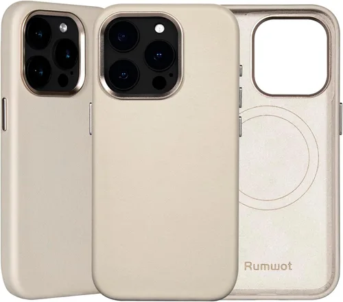 Vista 34 de Funda de cuero genuino para iPhone 13 Pro, cuero de grano completo, compatible con MagSafe y carga inalámbrica, bisel de la cámara con botones