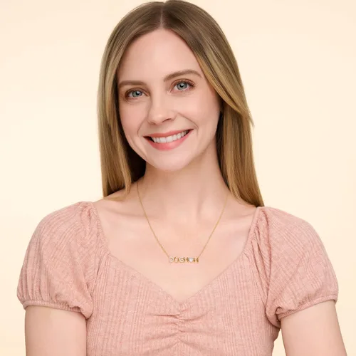 Vista 4 de SCAMPER & CO Collar con dije de circonita cúbica para mujer, collar de plata esterlina chapada en oro amarillo de 18 quilates, cadena de cuerda