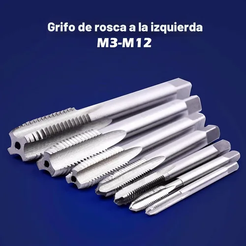 Vista 6 de ATOPLEE 7pcs métrico M2 HSS 6542 Juego de roscas de rosca para mano izquierda, M3 M4 M5 M6 M8 M10 M12