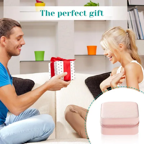 Vista 7 de Hicarer 4 cajas pequeñas de joyería de viaje de piel sintética organizador de joyas portátil de viaje para anillos aretes collar para niñas y mujeres