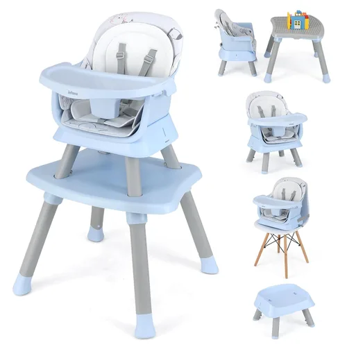 Vista 17 de INFANS Silla alta 8 en 1 para bebés y niños pequeños, asiento elevador Azul bebé
