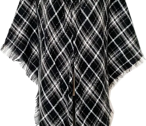 Vista 8 de Wander Agio - Bufanda envolvente con diseño a cuadros o triangular para mujer, cálida y larga, de punto, sensación de cachemira, chal