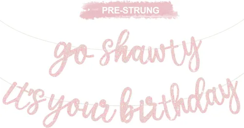 Vista 35 de BEISHIDA Pancarta Black Go Shawty It's Your Birthday de 11.4 pies, SIN BRICOLAJE - Pancarta de Feliz Cumpleaños con Purpurina Tema Hip Hop - Negro