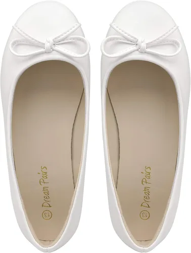 Vista 6 de DREAM PAIRS Zapatos de vestir para niñas, zapatos planos de ballet con lazo de moda