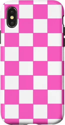 Vista 5 de Funda de tablero de ajedrez clásica a cuadros rosa y blanco para iPhone 16