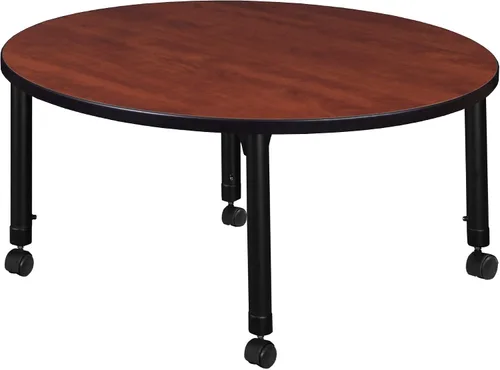 Vista 4 de Regency Kee Mesa redonda móvil de altura ajustable, 30 pulgadas, color cereza