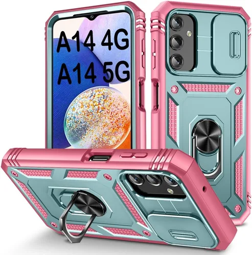 Vista 244 de PASNEW Funda militar para iPhone 13 Pro Max, cubierta de cámara deslizante y soporte de anillo de metal de 360°, carcasa rígida multicapa resistente