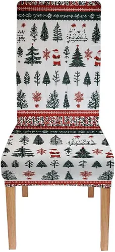 Vista 227 de CAPSCEOLL Christmas Dining Chair Covers,Snowflakes Festive Winter Pattern Stretch Chair Covers for Dining Room Set of 2 Washable Spandex Parson