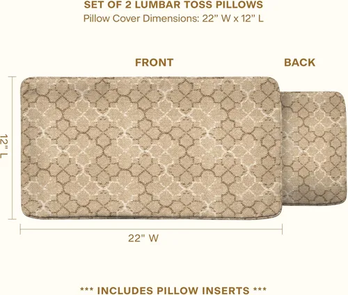 Vista 3 de Honeycomb Juego de almohadas lumbares para exteriores, 22 pulgadas de ancho x 12 pulgadas de largo, almohadas lumbares para exteriores Courtyard Geo