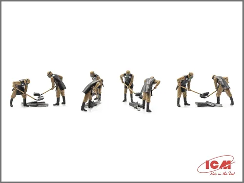 Vista 7 de ICM 35903 Figura de plástico Modelo Chernobyl#3. Limpiadores de escombros (5 Figuras) - Escala 1:35