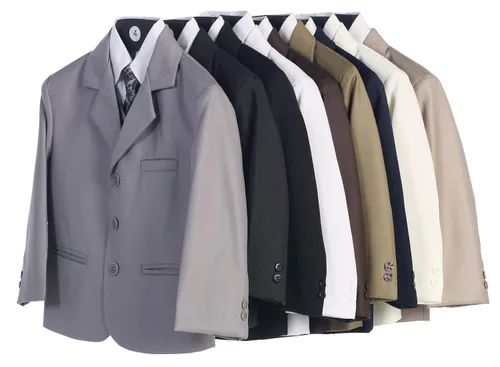 Vista 2 de Traje gris oscuro de 5 piezas con camisa chaleco y corbata talla 7 Gris caqui 7 Years