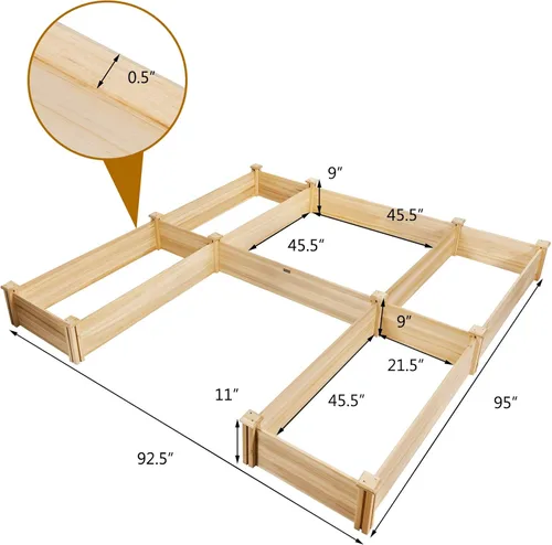 Vista 4 de S AFSTAR Cama de jardín elevada de madera, kit de jardinera divisible, cama elevada para plantar flores al aire libre, macetas sobre el suelo