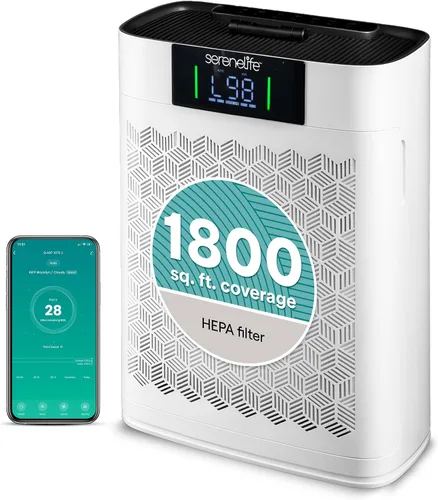 Vista 10 de SereneLife Purificador de aire HEPA para el hogar, WiFi inteligente y control de aplicaciones, purificador de aire ultra silencioso para dormitorios