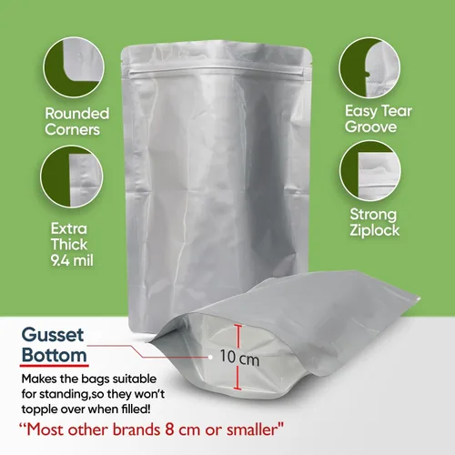 Vista 7 de 50 bolsas de Mylar para almacenamiento de alimentos, bolsas de Mylar de 0.5 y 1 galón con absorbentes de oxígeno de 400 cc - 9.4 mil extra gruesas