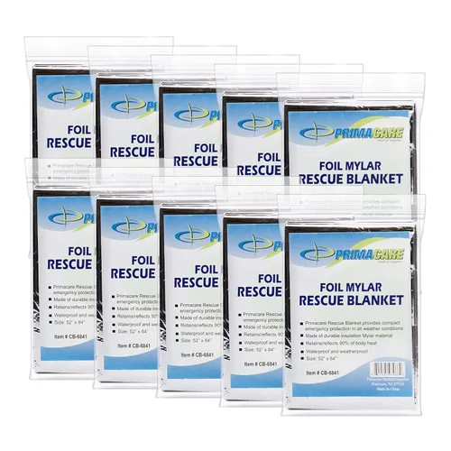 Vista 8 de Primacare CB-6841 Manta térmica Mylar de papel de emergencia, 84 pulgadas de largo x 52 pulgadas de ancho