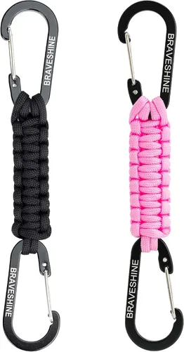 Vista 21 de BRAVESHINE Mosquetón de llavero con clip de paracord, gancho de anillo en D para lanyard, colgador para cochecito, llavero para botella de agua
