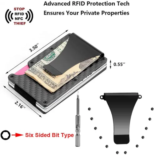Vista 3 de UpLook Tornillos de repuesto para cartera con clip de metal para kit de reparación de billetera de metal RFID
