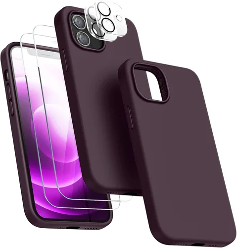 Vista 15 de Funda 5 en 1 para iPhone 12 Pro con protector de pantalla y protector de lente de cámara, funda de silicona líquida para iPhone 12 Pro (verde alpino)