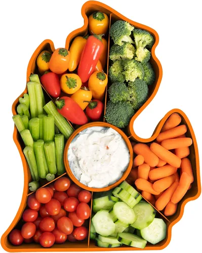 Vista 8 de KOLORAE Michigan - Bandeja para servir – Bandeja de aperitivos reutilizable de 7 compartimentos con taza de aderezo. Ideal para entretenimiento