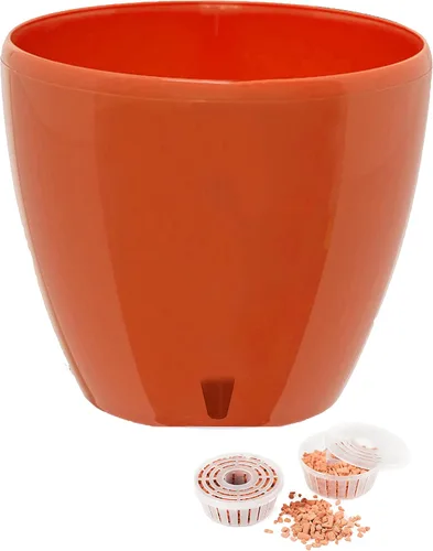 Vista 14 de DECOPOTS - Maceta de riego automático - Maceta decorativa para interiores con cartucho de drenaje e indicador de nivel de agua