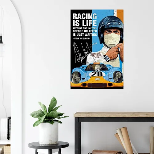 Vista 2 de Steve McQueen - Carreras es la vida - Póster vintage de carreras de autos - 11 x 17 pulgadas