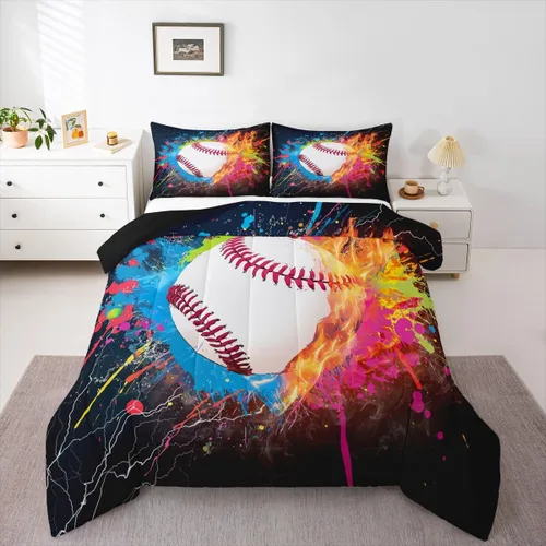 Vista 109 de Juego de ropa de cama de baloncesto para niños y adolescentes, juego de edredón deportivo para niños, tamaño matrimonial, suave, ligero, decoración