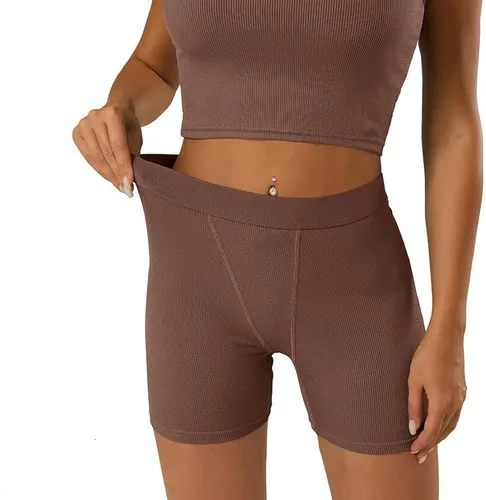 Vista 4 de JTWF Conjunto de entrenamiento casual de 2 piezas para mujer, camiseta sin mangas acanalada, cintura alta, leggings de yoga, ropa deportiva