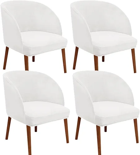 Vista 9 de Juego de 2 fundas de terciopelo elástico para sillas de comedor, con respaldo curvo moderno, protector de silla para sala de estar, dormitorio, Beige