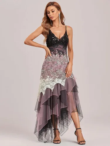 Vista 3 de Ever-Pretty Vestido de cóctel de encaje sin mangas de longitud de té de una línea para mujer 6212B