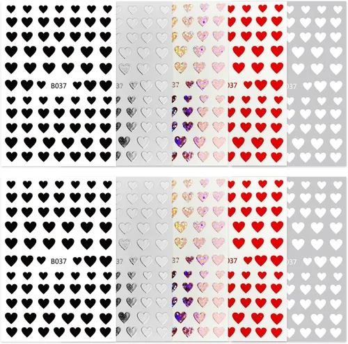 Vista 3 de Calcomanías de uñas con diseño de corazón y amor con brillo, calcomanías de uñas de San Valentín autoadhesivas 3D, diseño de uñas de corazón