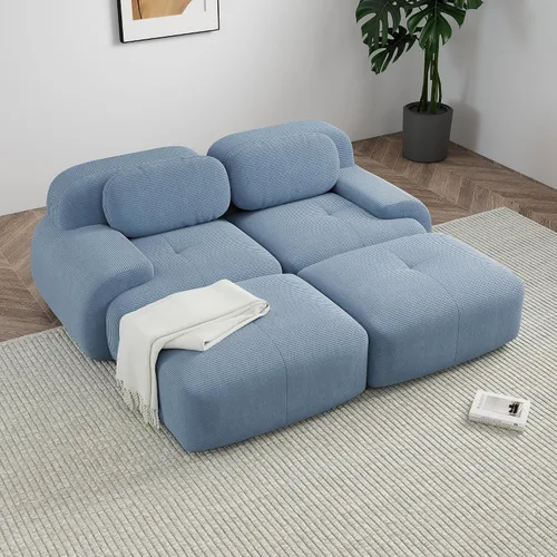 Vista 80 de Sofá sin hueso de 82 pulgadas, cómodo sofá cama de dos plazas, sofá comprimido con asiento profundo, sofá nube de pana para sala de estar