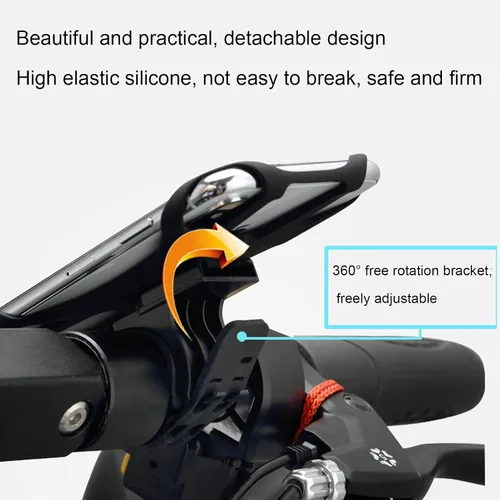 Vista 2 de Soporte de teléfono para motocicleta, soporte para teléfono celular de bicicleta, rotación de 360 grados, ajustable, de alta elasticidad