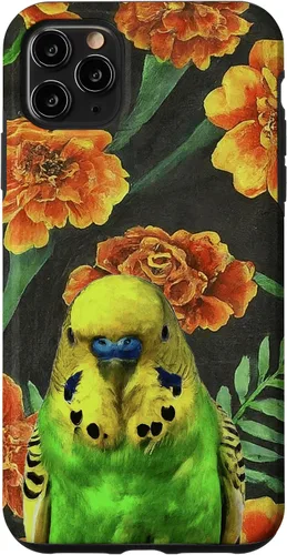 Vista 11 de Funda con patrón de flores vintage para iPhone 15 Budgie Orange Yellow Marigolds