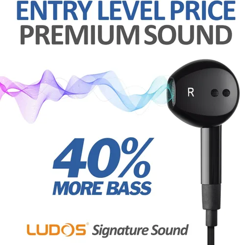 Vista 3 de LUDOS FEROX - Auriculares intraurales con cable, auriculares con micrófono, aislamiento de ruido con cable para auriculares Jack de 0.138 pulgadas