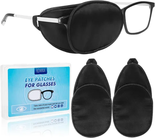 Vista 13 de eZAKKA Parches para ojos para adultos, parche para gafas, parche de seda para ojo perezoso, ambliopía, estrabismo y después de la cirugía