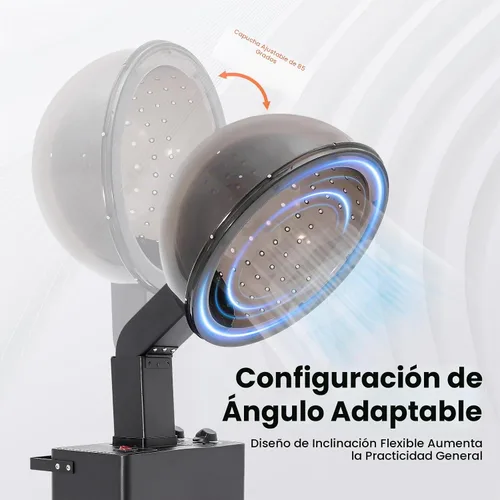 Vista 9 de Secador de pelo, 1200 W, profesional, independiente, con capucha, con ruedas, soporte para secador de pelo, 3 ajustes de temperatura