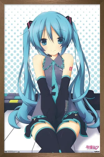 Vista 15 de Trends International Hatsune Miku - Póster de pared de llaves, 14.725 x 22.375 pulgadas, versión enmarcada de madera de granero