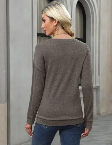 Vista 6 de For G and PL Sudadera elegante de manga larga con cuello redondo y encaje para mujer, para otoño e invierno 2024