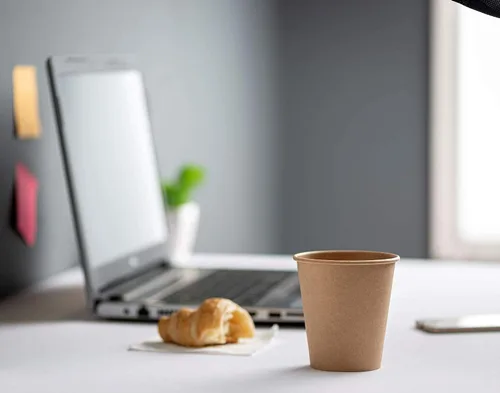 Vista 5 de GUSTO [10 onzas – 100 vasos de papel kraft desechables, tazas de café caliente marrón sin blanquear – tazas ecológicas (paquete anteriormente cómodo)