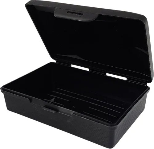 Vista 2 de American Comb: Jabonera - Negro - 1 unidad - Fabricado en EE. UU. - Jabonera con tapa con bisagras y cierre seguro