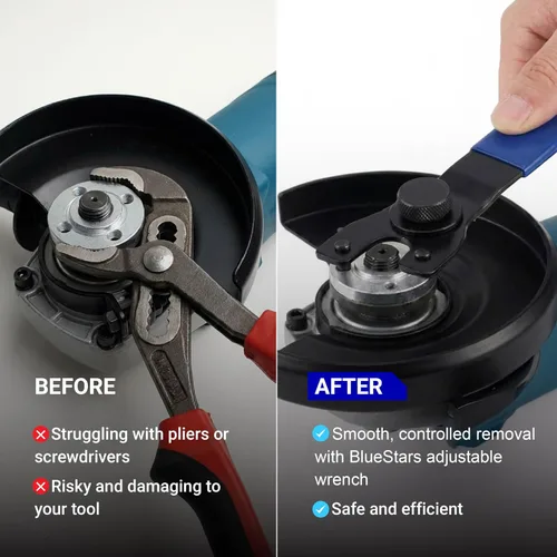 Vista 9 de BlueStars SEWA20 - Llave amoladora universal ajustable para amoladora de tuerca de bloqueo, compatible con Dewalt Bosch y otras amoladoras
