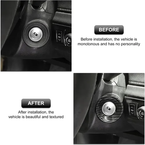 Vista 4 de Moldura del Interruptor de Arranque del Coche, Cubierta del Anillo del Botón del Orificio de Encendido Interior, Accesorios para Chevrolet Camaro