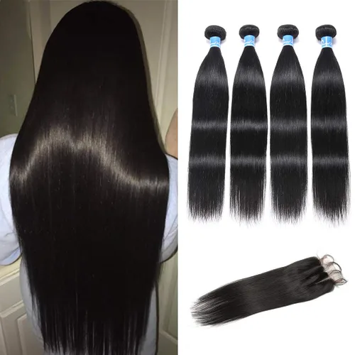 Vista 23 de Mechones de cabello 10A Remy peruano, cabello lacio, sedoso, 100 % sin procesar